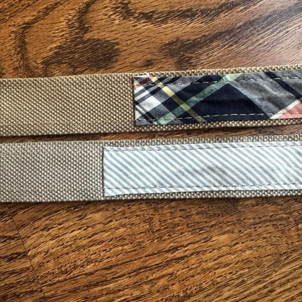 J. Crew Vintage Belt S/M Preppy Adjustable Ribbon Striped Two Belt Bundle - Picture 3 of 5